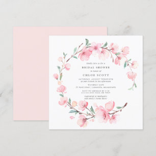 Blush Pink Cherry Blossom WreatVrijgezellenfeest Kaart