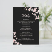 Blush Pink Cherry Blossoms Black Wedding Details Informatiekaartje (Staand voorkant)