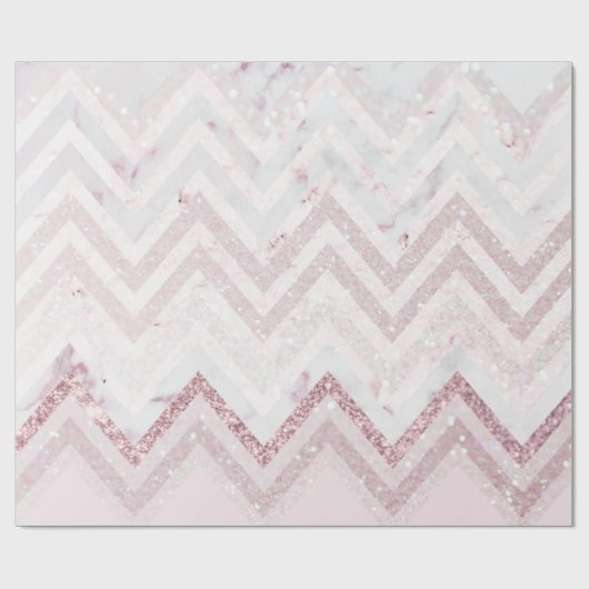 Blush Pink Chevron roos Goud Glitter Cadeaupapier (Vlak)
