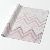Blush Pink Chevron roos Goud Glitter Cadeaupapier (Uitgerold)