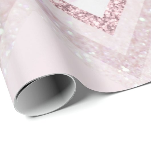 Blush Pink Chevron roos Goud Glitter Cadeaupapier (Rol Hoek)
