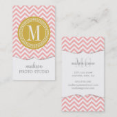 Blush Pink Chevron Zigzag gepersonaliseerd Monogra Visitekaartje (Voorkant / Achterkant)