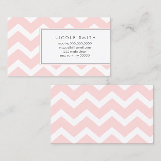 Blush Pink Chevrons Patroon Visitekaartje (Voorkant / Achterkant)