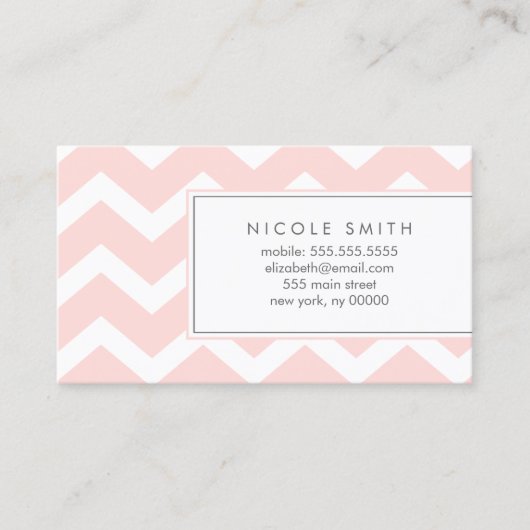 Blush Pink Chevrons Patroon Visitekaartje (Voorkant)