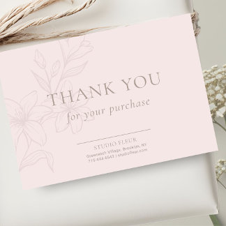 Blush Pink | Chic Bedankt Floral Flat Note Kaart Notitiekaartje