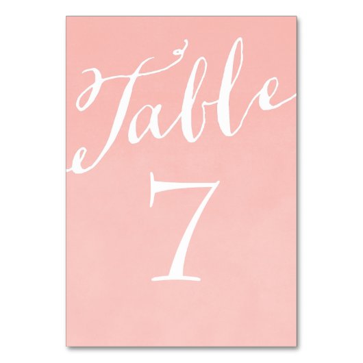 Blush Pink Chic Calligrafie Tafelnummers (Achterkant)