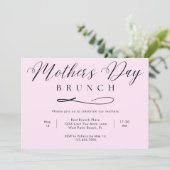 Blush Pink Chic Eenvoudig Script Moederdag Brunch Kaart (Staand voorkant)