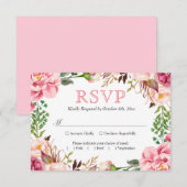 Blush Pink Chic Floral Wreath Wedding RSVP (Voorkant / Achterkant)