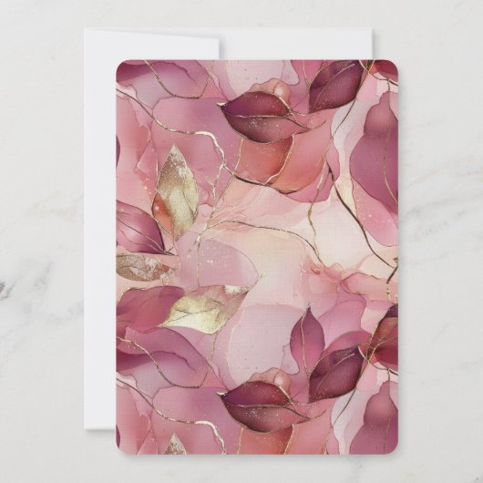 Blush Pink Chic Gold Bladeren Vrijgezellenfeest Kaart (Achterkant)