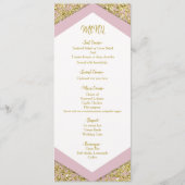 Blush Pink Chic Gold Glitter Flakes Glam Wedding M Menu (Voorkant)