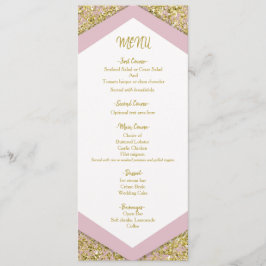 Blush Pink Chic Gold Glitter Flakes Glam Wedding M Menu