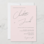 Blush Pink Chic Minimalist Elegant Script Wedding Kaart (Voorkant)
