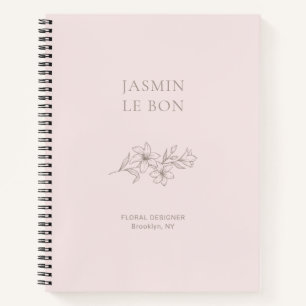 Blush Pink Chic Minimalist Floral Notitieboek