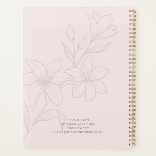 Blush Pink | Chic Minimalist Floral Planner (Achterkant)