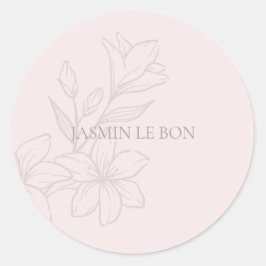Blush Pink | Chic Minimalist Floral Ronde Sticker