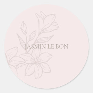 Blush Pink   Chic Minimalist Floral Ronde Sticker