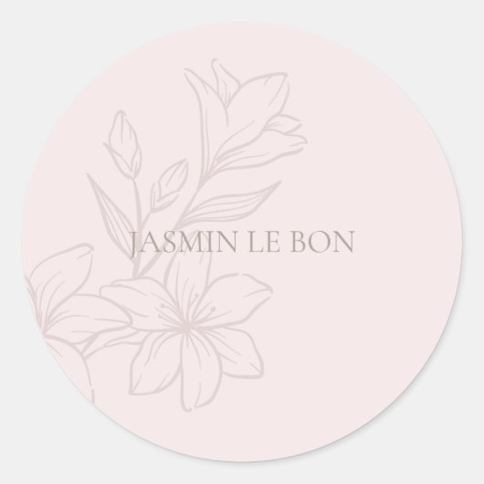Blush Pink | Chic Minimalist Floral Ronde Sticker (Voorkant)