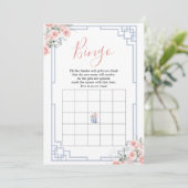 Blush Pink Chinoiserie Ginger Jar Baby Bingo Kaart (Staand voorkant)