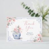 Blush Pink Chinoiserie Ginger Jar Baby shower Bedankkaart (Staand voorkant)