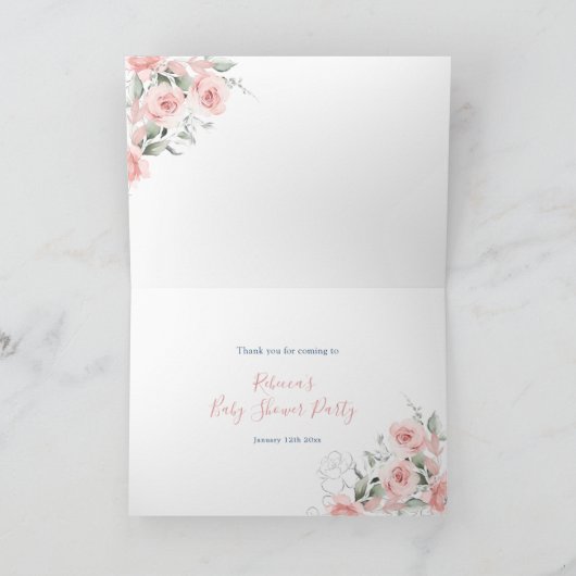 Blush Pink Chinoiserie Ginger Jar Baby shower Bedankkaart (Binnen)