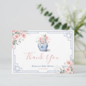 Blush Pink Chinoiserie Ginger Jar Baby shower Bedankkaart (Staand voorkant)