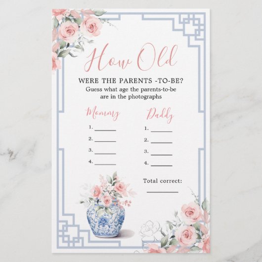 Blush Pink Chinoiserie Ginger Jar Hoe oude ouders (Voorkant)