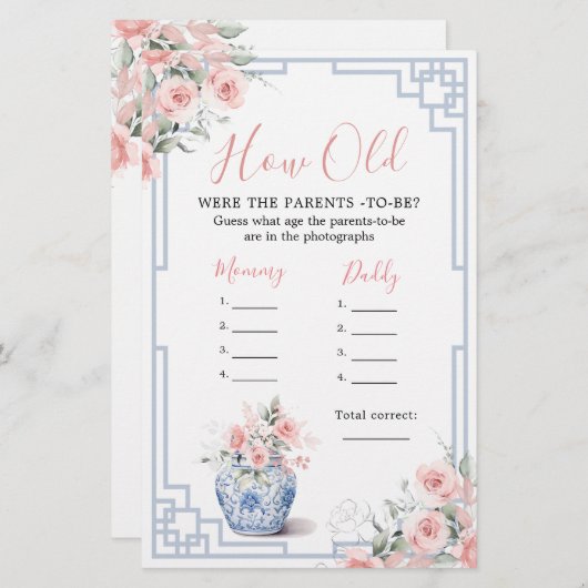 Blush Pink Chinoiserie Ginger Jar Hoe oude ouders (Voorkant / Achterkant)