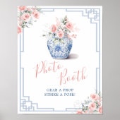 Blush Pink Chinoiserie Ginger Jar Photo Booth Poster (Voorkant)