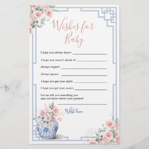 Blush Pink Chinoiserie Ginger Jar Wishes voor Baby