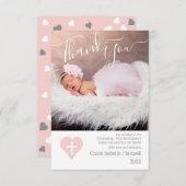 Blush Pink Christening Baptism Foto bedankt (Voorkant / Achterkant)