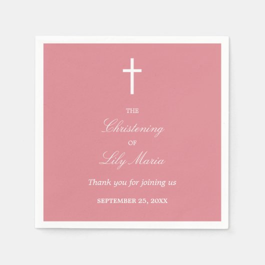 Blush Pink Christening Party Napkins Servet (Voorkant)