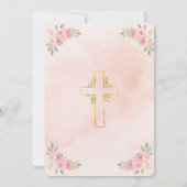 Blush Pink Christian Baby Shower with Gold Cross Kaart (Achterkant)