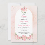 Blush Pink Christian Baby Shower with Gold Cross Kaart (Voorkant)