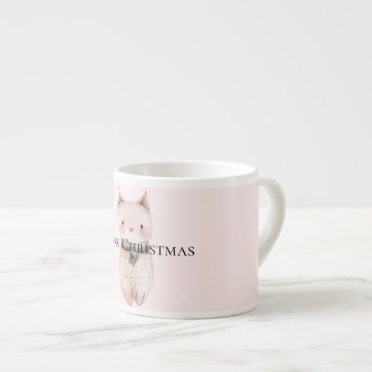 Blush Pink Christmas Cat Espresso Kop (Voorkant rechts)