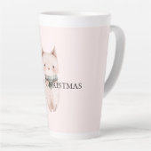 Blush Pink Christmas Cat Latte Mok (Rechterhoek)