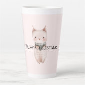 Blush Pink Christmas Cat Latte Mok (Voorkant)