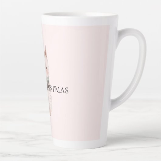 Blush Pink Christmas Cat Latte Mok (Rechts)