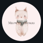Blush Pink Christmas Cat Ronde Sticker<br><div class="desc">Blush Pink Christmas Cat</div>