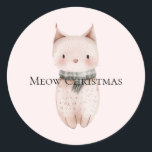Blush Pink Christmas Cat Ronde Sticker<br><div class="desc">Blush Pink Christmas Cat</div>