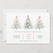 Blush Pink Christmas Trees Baby Shower Invitation Kaart (Voorkant)
