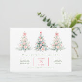 Blush Pink Christmas Trees Baby Shower Invitation Kaart (Staand voorkant)
