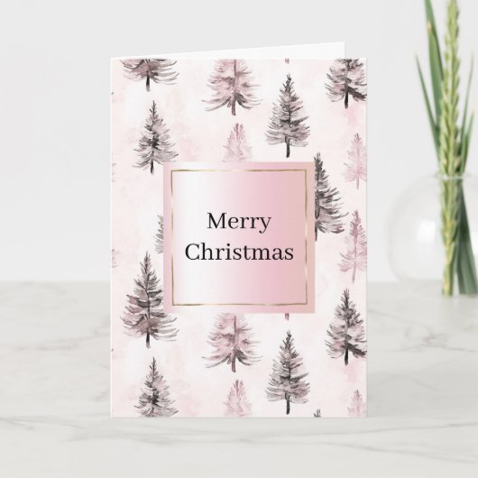Blush Pink Christmas Trees  Kaart (Voorkant)