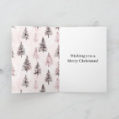 Blush Pink Christmas Trees  Kaart (Binnen)