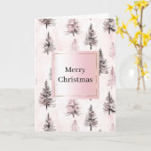 Blush Pink Christmas Trees  Kaart (Gele Bloem)