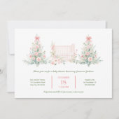 Blush Pink Christmas Trees with crib Baby Shower Kaart (Voorkant)