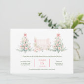 Blush Pink Christmas Trees with crib Baby Shower Kaart (Staand voorkant)