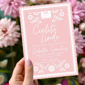 Blush pink Cielito lindo baby shower uitnodiging