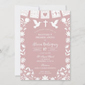 Blush Pink Cielito Lindo Bautizo y Primer Anito Kaart (Voorkant)