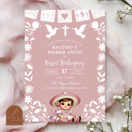 Blush Pink Cielito Lindo Bautizo y Primer Anito Kaart