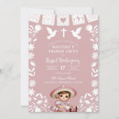 Blush Pink Cielito Lindo Bautizo y Primer Anito Kaart (Voorkant)